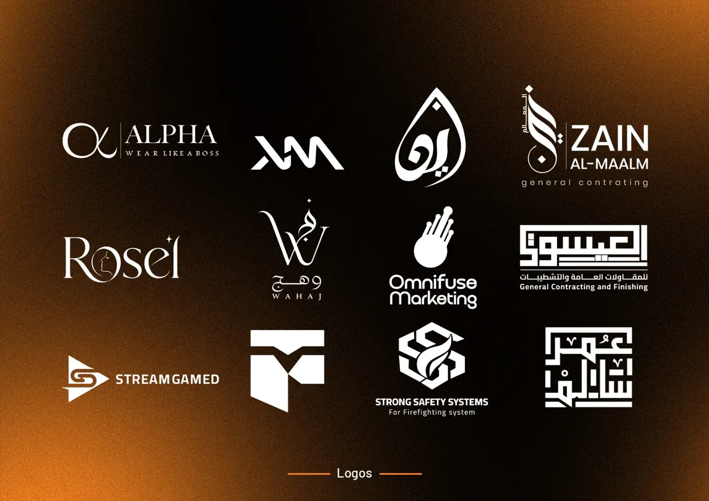 Selection of logo marks designed by Trio Vibe across construction, beauty and service categories