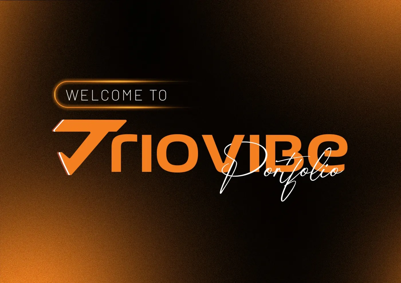 Trio Vibe portfolio cover with the studio wordmark on a dark orange backdrop