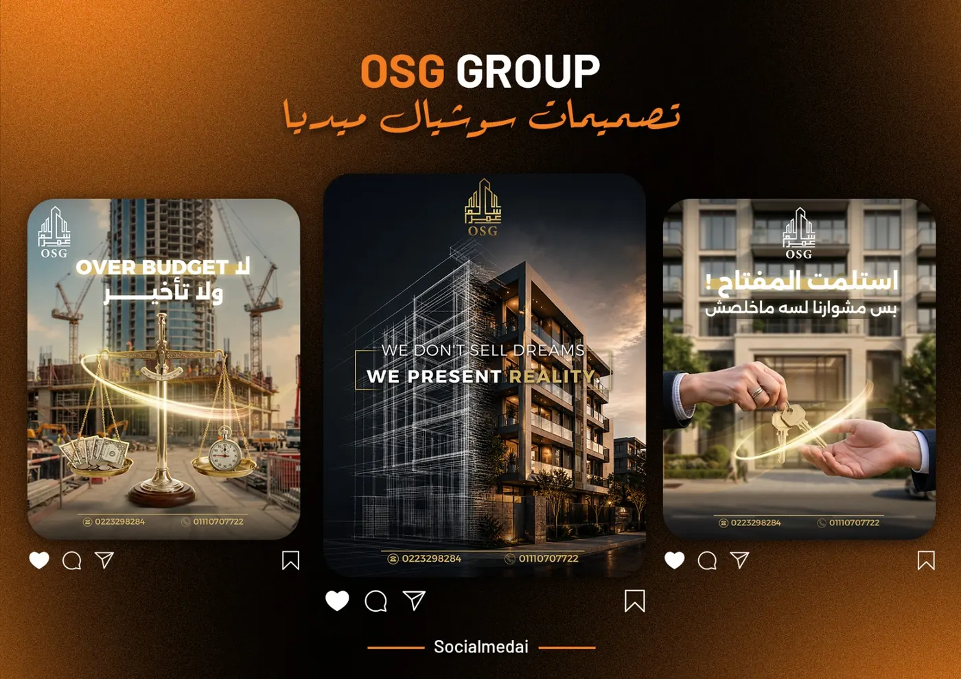 Trio Vibe real estate social media designs for OSG Group property launches